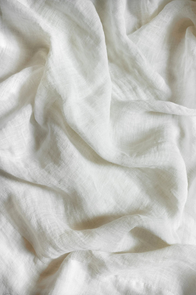 Sheer Linen café curtain, double pole - off-white