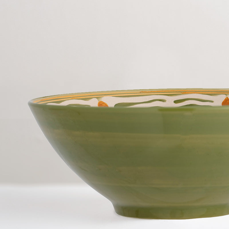 Heikki hand painted green glazed stoneware serving bowl, large - PRE ORDER