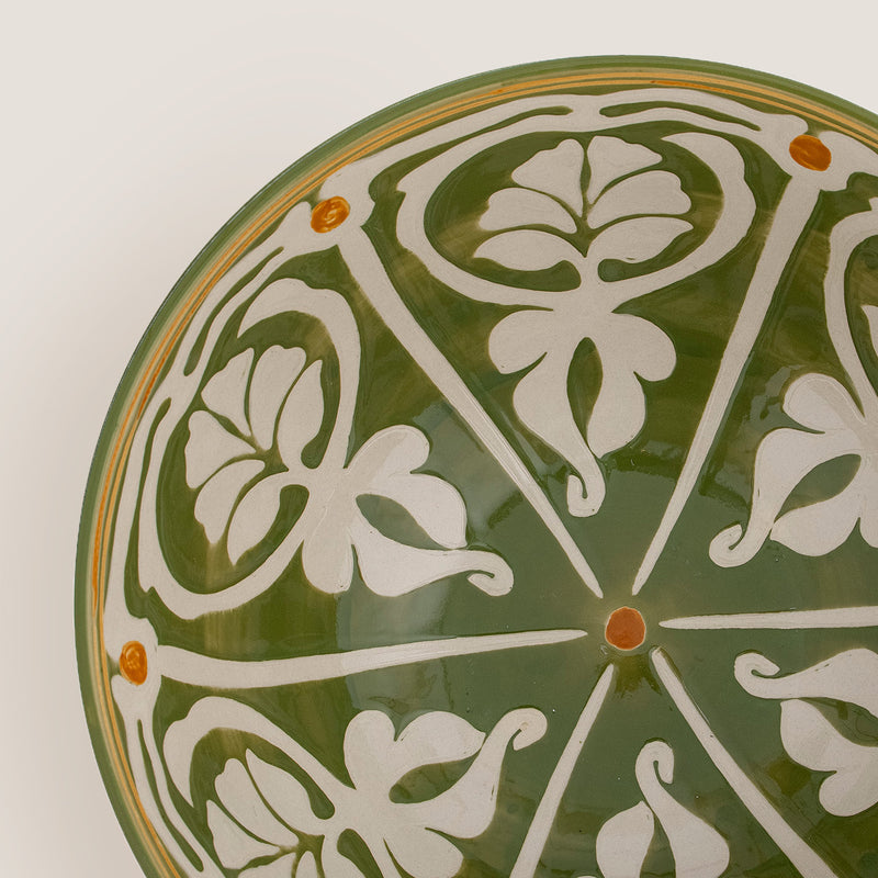 Heikki hand painted green glazed stoneware serving bowl, large - PRE ORDER
