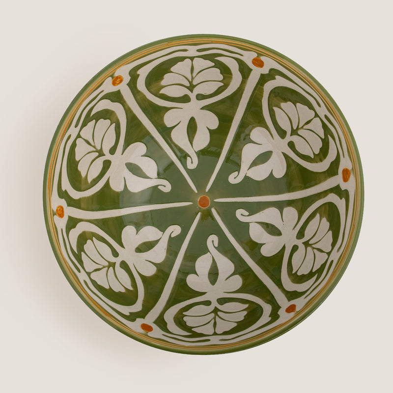 Heikki hand painted green glazed stoneware serving bowl, large - PRE ORDER