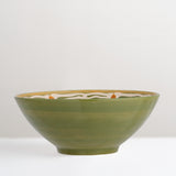 Heikki hand painted green glazed stoneware serving bowl, large