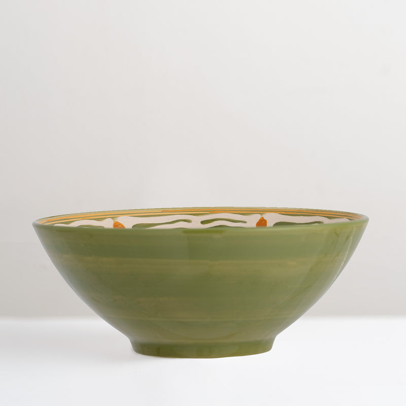 Heikki hand painted green glazed stoneware serving bowl, large - PRE ORDER