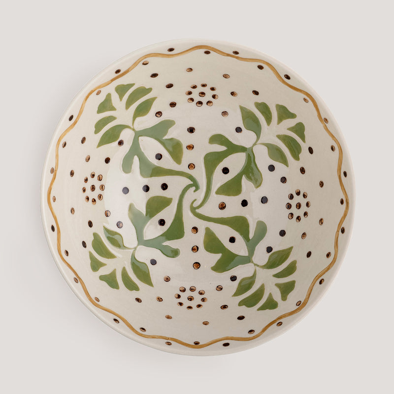 Heikki hand painted stoneware serving bowl, medium