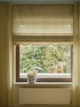 Scalloped Edge Stripe roman blind - Olive green