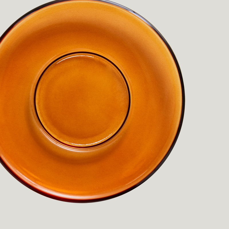HKLiving 70s glassware saucers, amber brown, set of 4