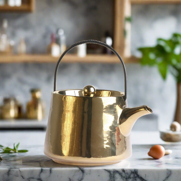 HKLiving gold stoneware tea pot