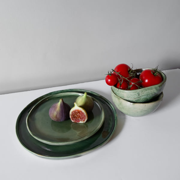 Skog Handmade Forest green glazed dinner plate