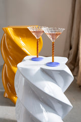 Coupe pearl cocktail glass, amber & blue, set of 2 (last 2)