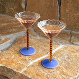 Coupe pearl cocktail glass, amber & blue, set of 2