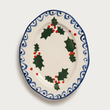 Holly platter, blue, large
