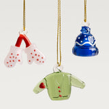 Noel glass tree ornament, set of 3