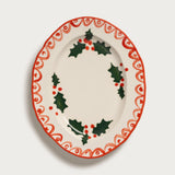 Holly platter, red, medium