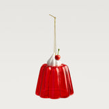 Christmas pudding glass tree ornament, red
