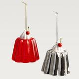 Christmas pudding glass tree ornament, red