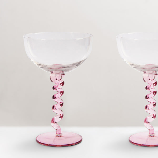 Coupe spiral cocktail glass, pink, set of 2