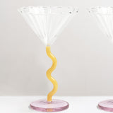 Coupe curve cocktail glass, caramel & pink, set of 2 (2 left)