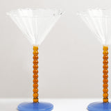 Coupe pearl cocktail glass, amber & blue, set of 2