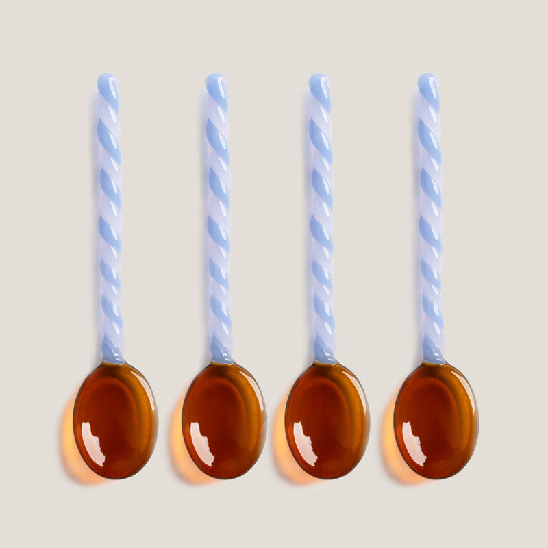 Duet glass spoons, amber & lavender, set of 4