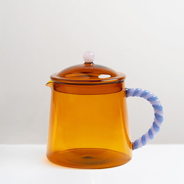 Duet glass tea pot, amber & lavender