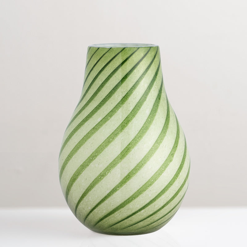 Leona mouthblown green glass vase