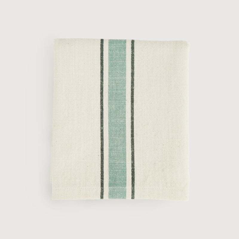 Linn Stripe kitchen towels, Sage and Forest green