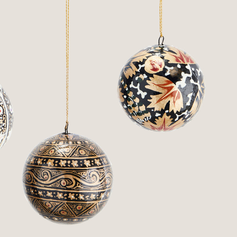 Lucia hand-painted multicoloured baubles - set of three