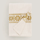 Laika embroided kitchen tea towel, mustard