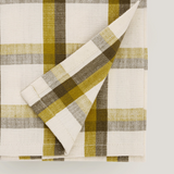 Linnea Check kitchen tea towel, khaki and brown check