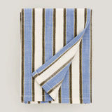 Lina Stripe kitchen tea towel, sky blue, cream, taupe and black
