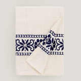 Laika embroidered kitchen tea towel, Navy