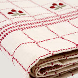 Livia embroidered check cotton tablecloth