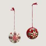 Glimma Hand-painted paper mache baubles - set of 2