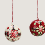 Glimma Hand-painted paper mache baubles - set of 2