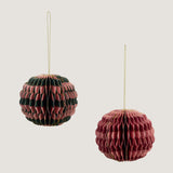 Signe Striped paper Christmas baubles - set of 2