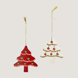 Märta Hand-painted wooden Christmas tree ornaments - set of 2