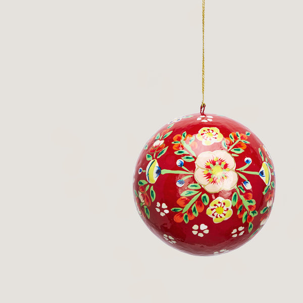 Meya hand-painted multicoloured bauble, red (pre-order)