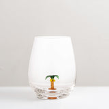 Misa mouth-blown drinking glass, palm tree