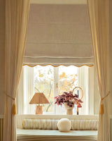 Scalloped Edge Linen Roman Blind - Sand - Blackout Lined