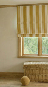 Stripe Linen Roman Blind - Mustard - Blackout Lined