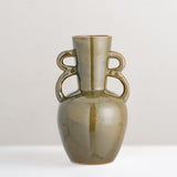 Oleander green glazed vase