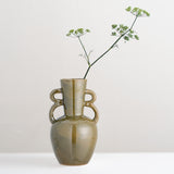 Oleander green glazed vase