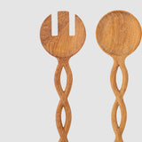 Pinar carved wood salad servers