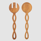 Pinar carved wood salad servers