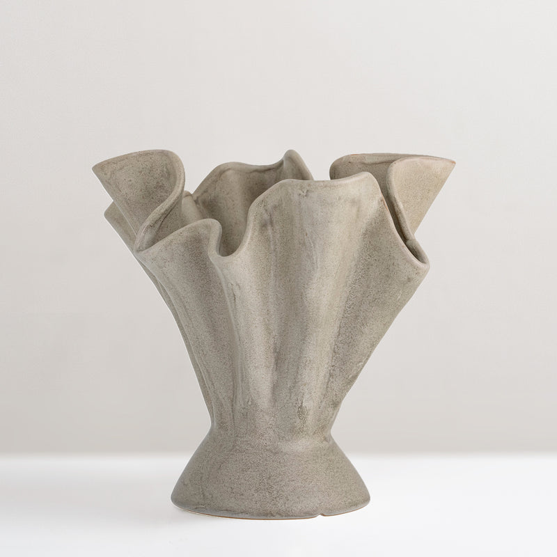 Plier natural glaze stoneware vase