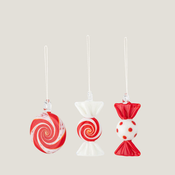 Karamell hand-crafed glass candy ornament  - Set of 3