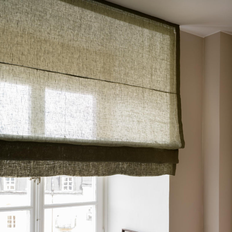 Sheer linen roman blind - khaki