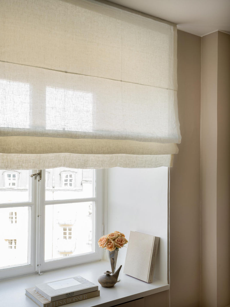 Sheer linen roman blind - off-white