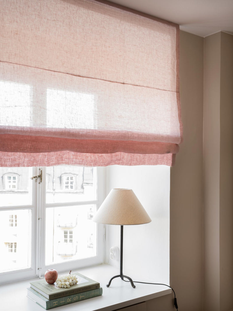 Sheer linen roman blind - pink