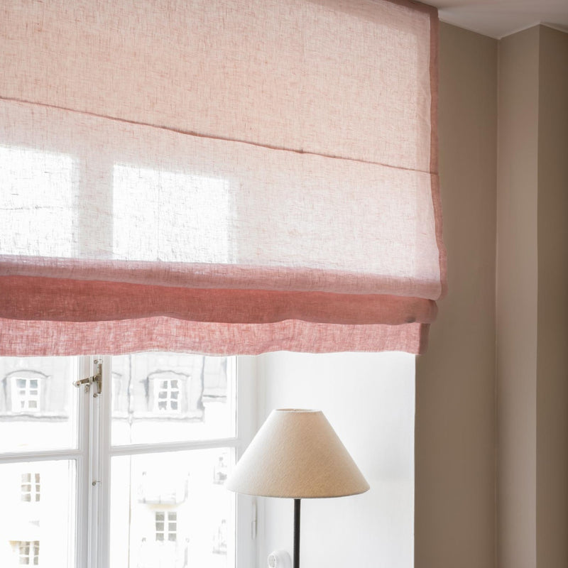 Sheer linen roman blind - pink