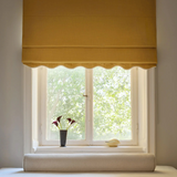 Scalloped Edge Linen Roman Blind - Mustard - Blackout Lined